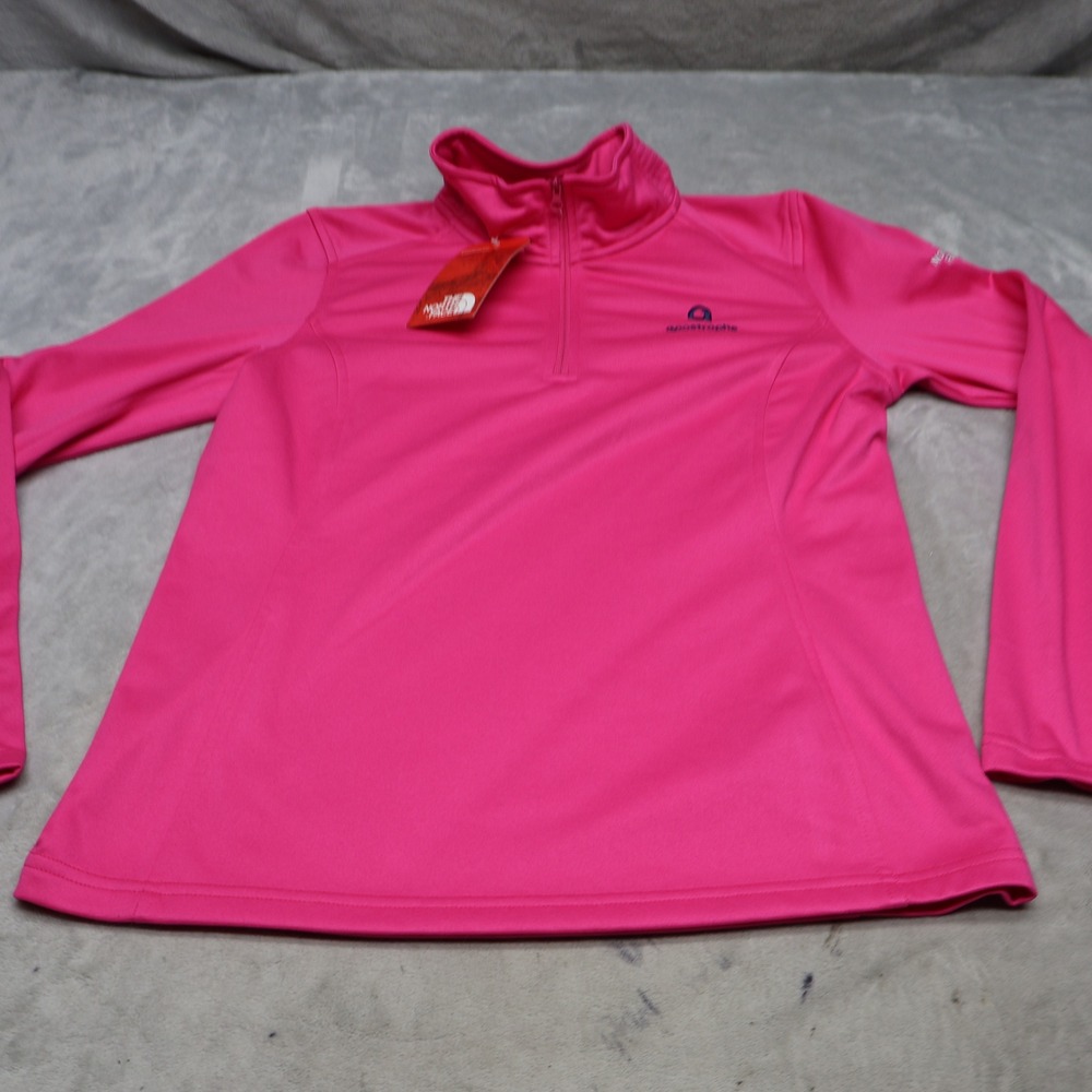 North‎ Face Sweatshirt Womens Medium Pink Tech 1/4 Zip Fleece Pullover LOGO NEW